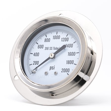 Pic Gauges 2 1/2 in Dial, 1/4 in NPT Male Lower Back Location, Stainless Steel Case Material PRO-314D-254O